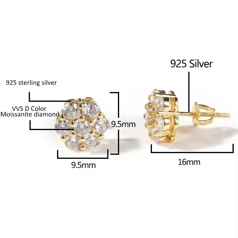 Honeycomb Cluster Earrings 925S & VVS Moissanite