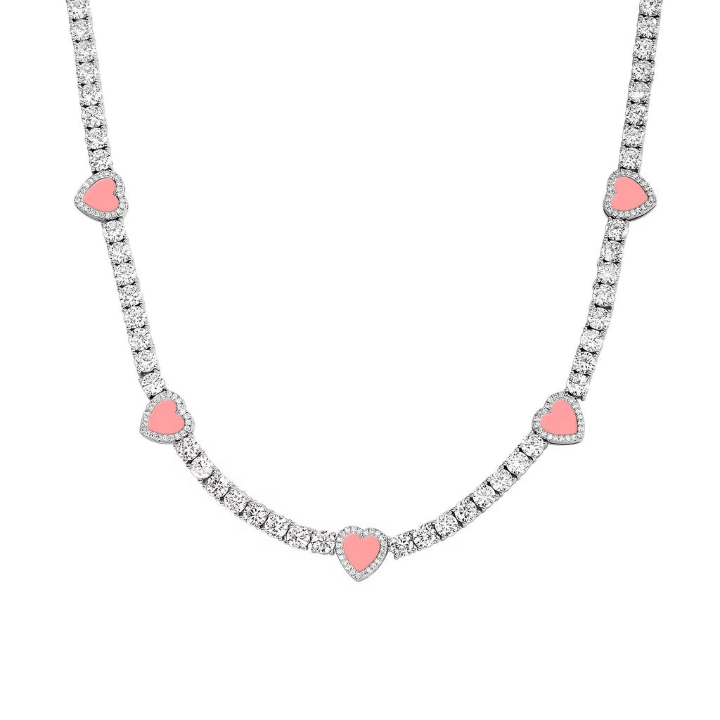 Pink Heart Tennis Bracelet