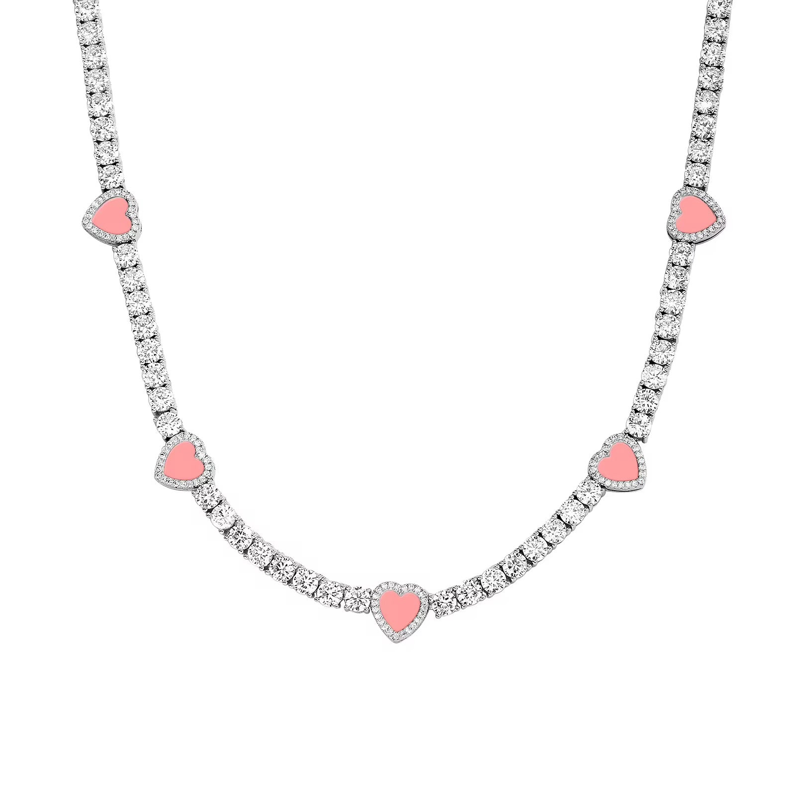 Pink Heart Tennis Bracelet