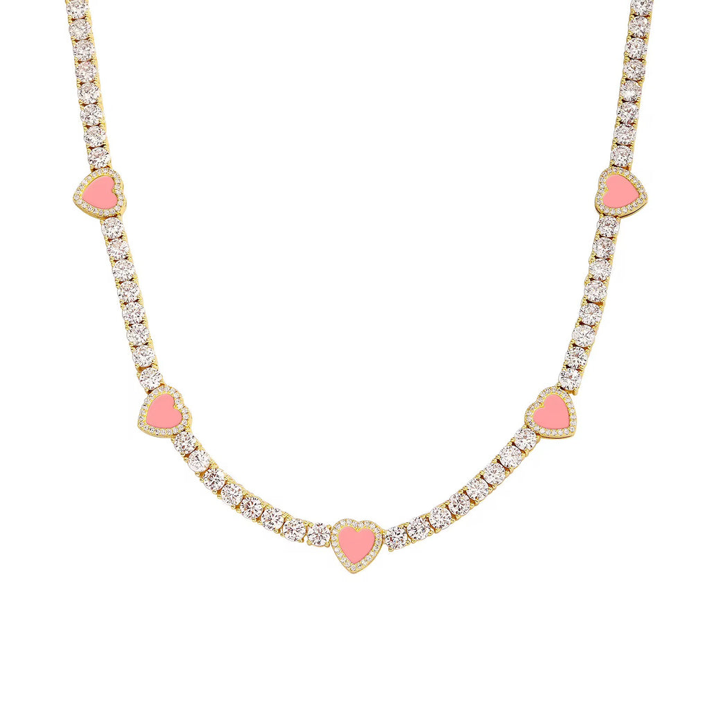 Pink Heart Tennis Bracelet