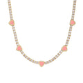 Pink Heart Tennis Necklace