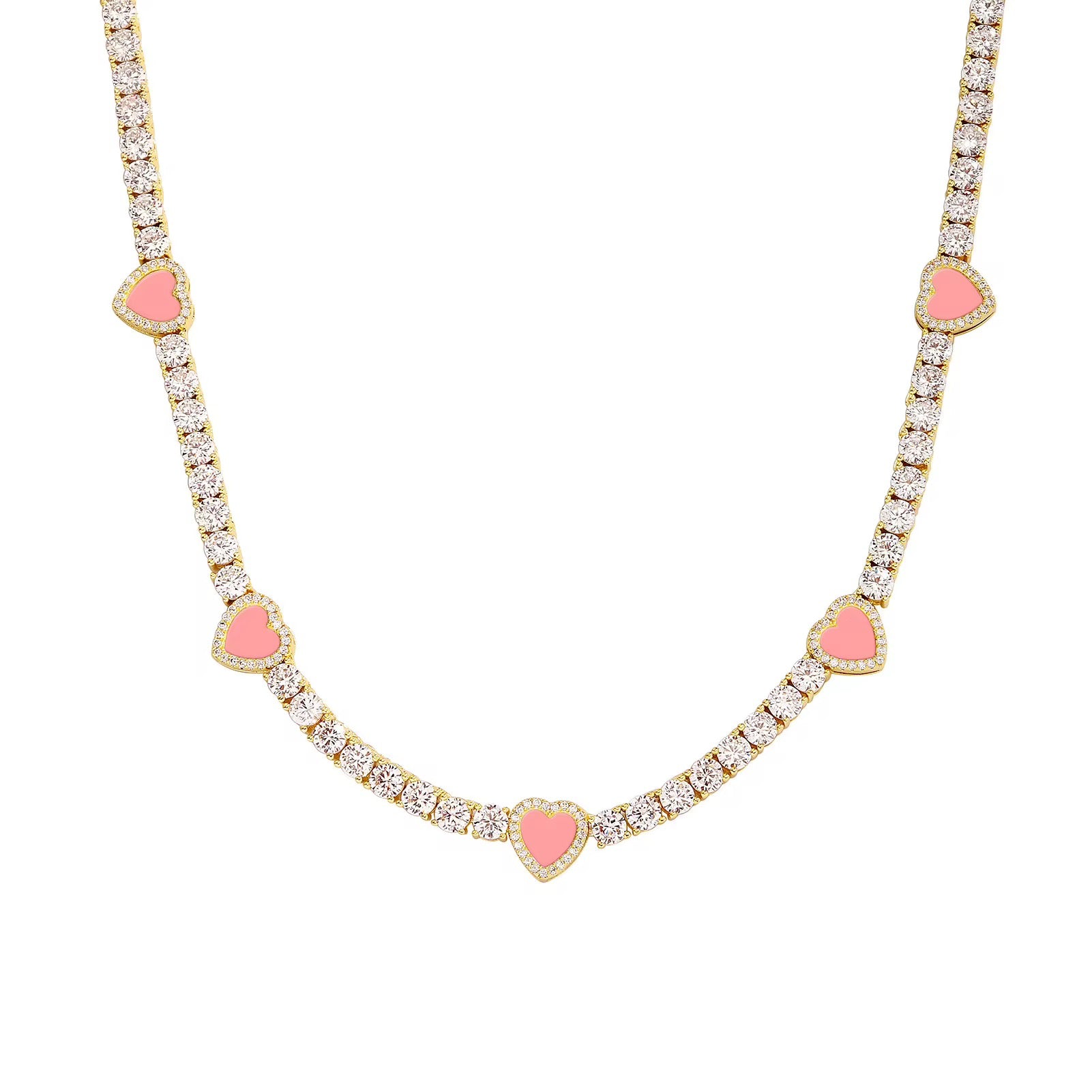 Pink Heart Tennis Bracelet