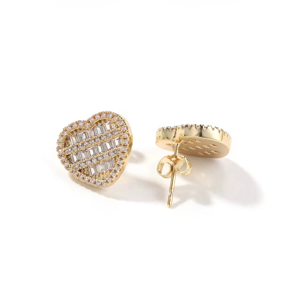 Heart Baguette Earrings