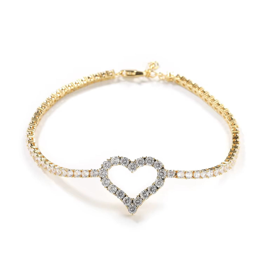 Rhinestone Heart Anklet